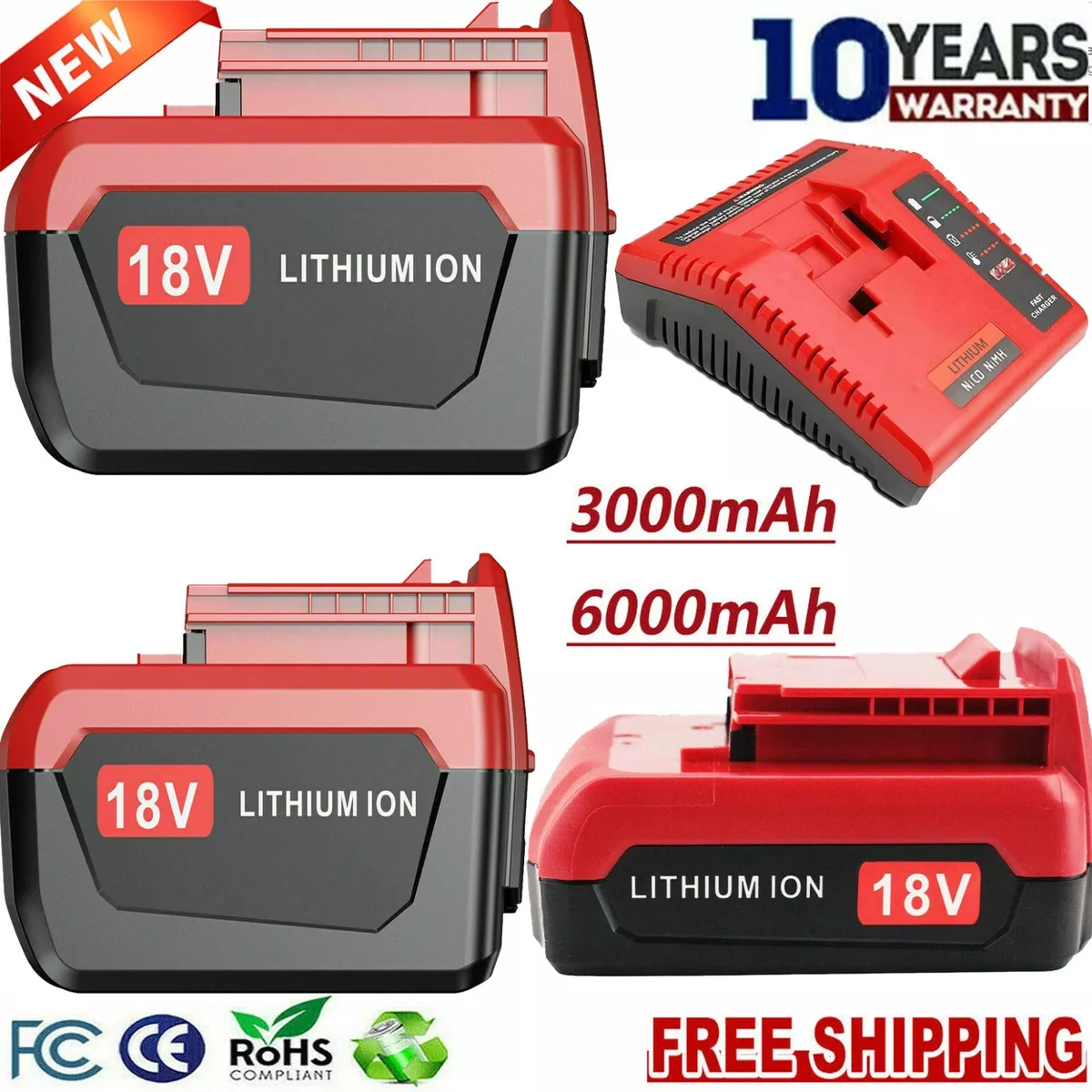 Power Tool Battery Replacement 18V 3000mAh Lithium Battery for