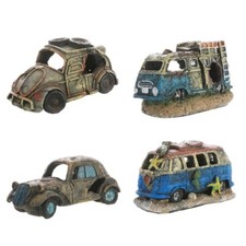 Aquarium Resin Decor Broken Wreck Car Hideout for Hermit Cray-fish Guppy