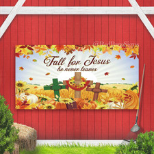 Fall for Jesus Backdrop Pumpkin Autumn Decorations Banner Maple Leaf Bible Decor
