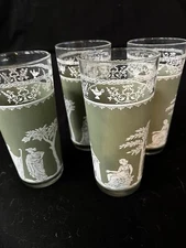 Jeanette Hellenic-Olive Green-Jasper 6.25” Tumblers/Water Glasses-Set of 4
