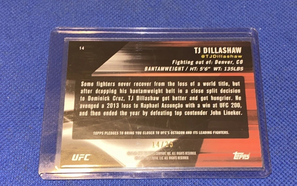 TJ Dillishaw SP Red 2017 Topps UFC Knockout /25 - Image 4 of 4