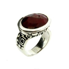 Red Raw Ruby Faceted Cut .925 Sterling Silver Ring Gemstone
