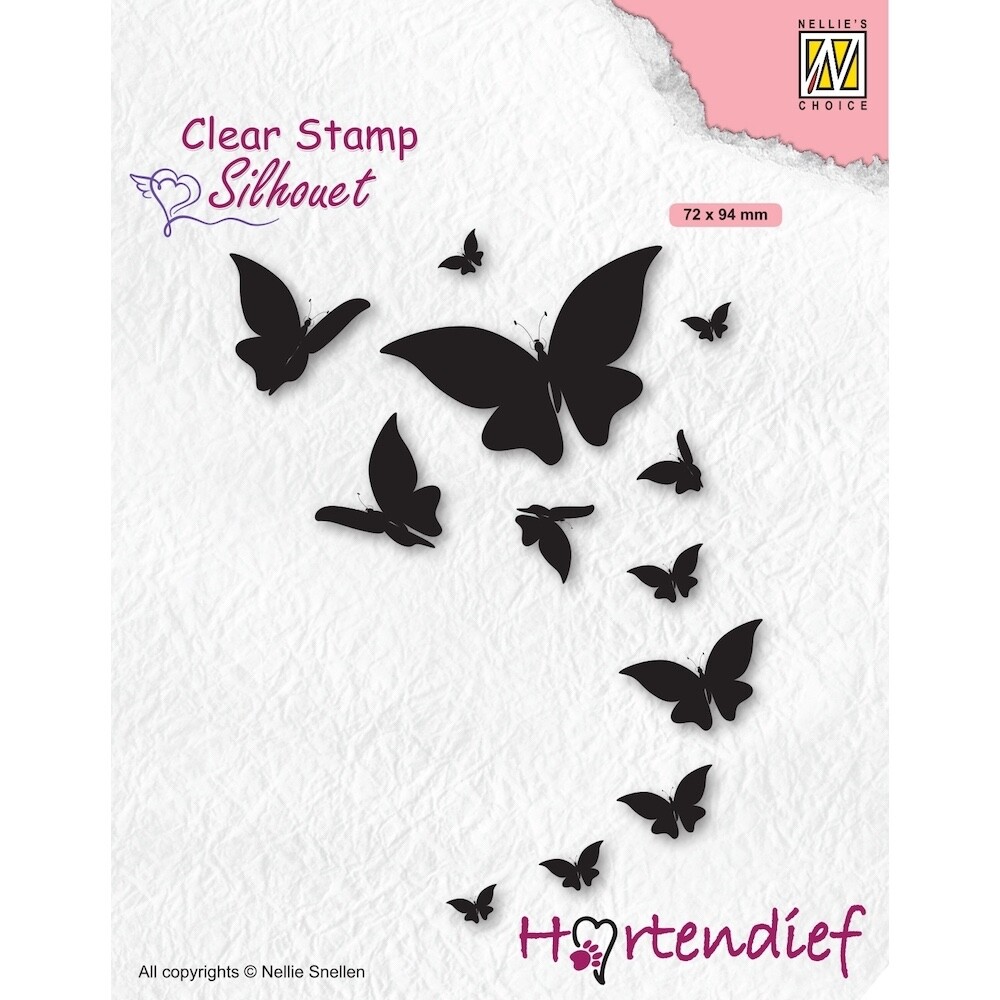 Nellie Snellen Butterfly Flight Silhouette Clear Stamp Birthday Card Making