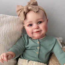 Lovely 24" Reborn Baby Dolls Cloth Body Sweet Smiling Toddler Poseable Toy Gifts