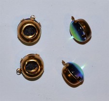 VINTAGE GLASS PENDANTS * VITRAIL * 13.45mm ROUND  * SET OF 4 * HIGH DOME * nice