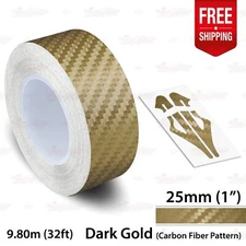 CARBON FIBER DARK GOLD 1" 25mm PIN STRIPE Car Striping TAPE Decal Vinyl Sticker