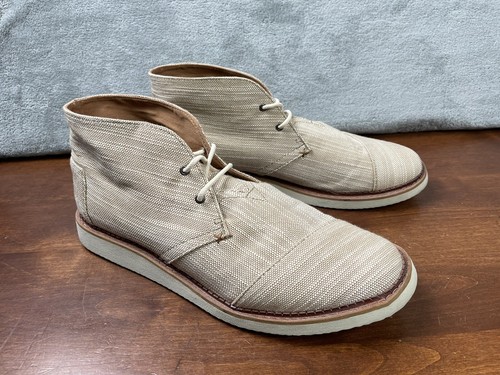 TOMS Textile Chukka Boots Shoes Mens 11.5 High Top Desert Sand Awesome Condition - Picture 3 of 14