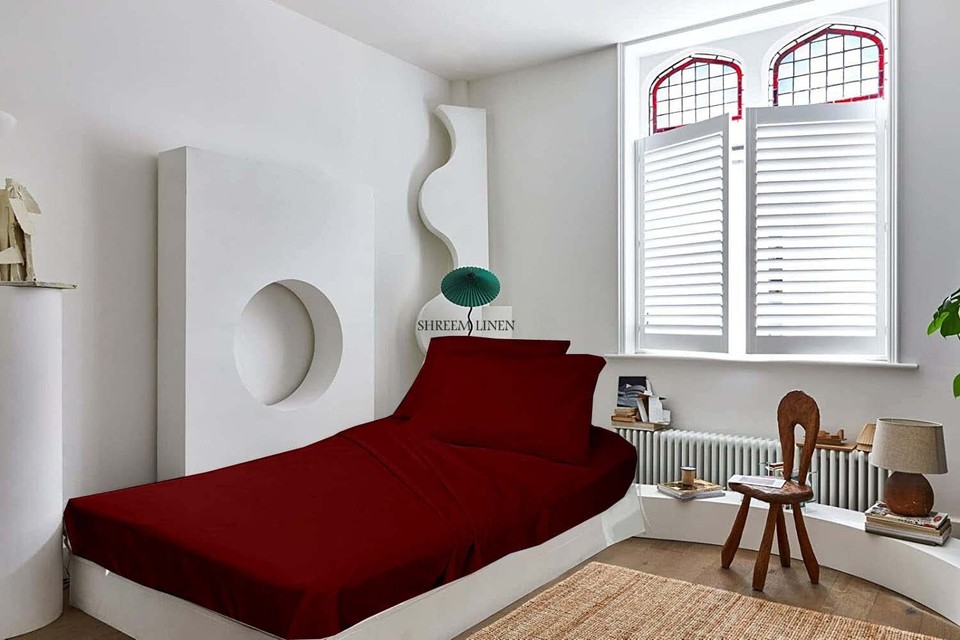 Microfiber RV Sheet Sets, 42x80 Bunk, Burgundy Solid, RV Bed Sheets for