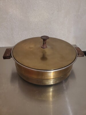 Vintage 3 Piece Copper & Metal Pot / Pan With Lid & Base. Italy. AS IS !