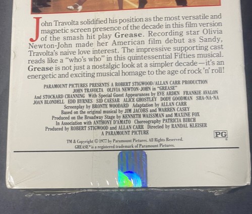 NOS Grease 1978 Movie VHS Sealed Paramount Home Video 1990 - Picture 6 of 8