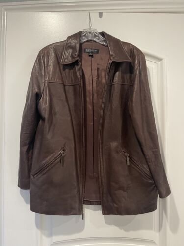karen kane brown leather jacket Size Petite