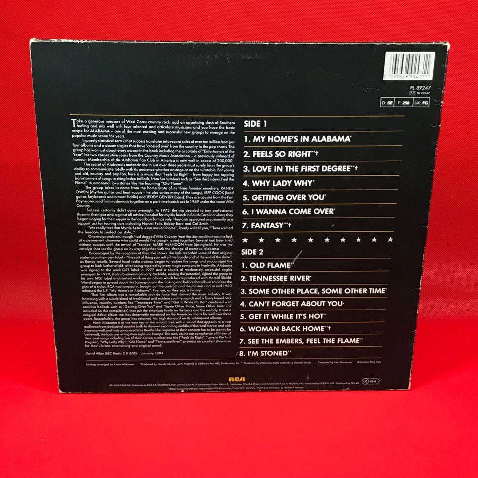 ALABAMA Alabama 1984 German vinyl LP compilation My Home's In Tennessee River - Image 2 of 4