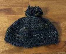 Handmade Handcrafted Multicolor Adult One Size Knitted Beanie Hat W/ Pom
