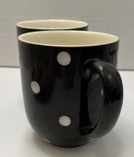 2 tazas de café Spode Baking Days negras con lunares blancos 2007-A11 - Usadas en excelente estado - Imagen 2 de 5