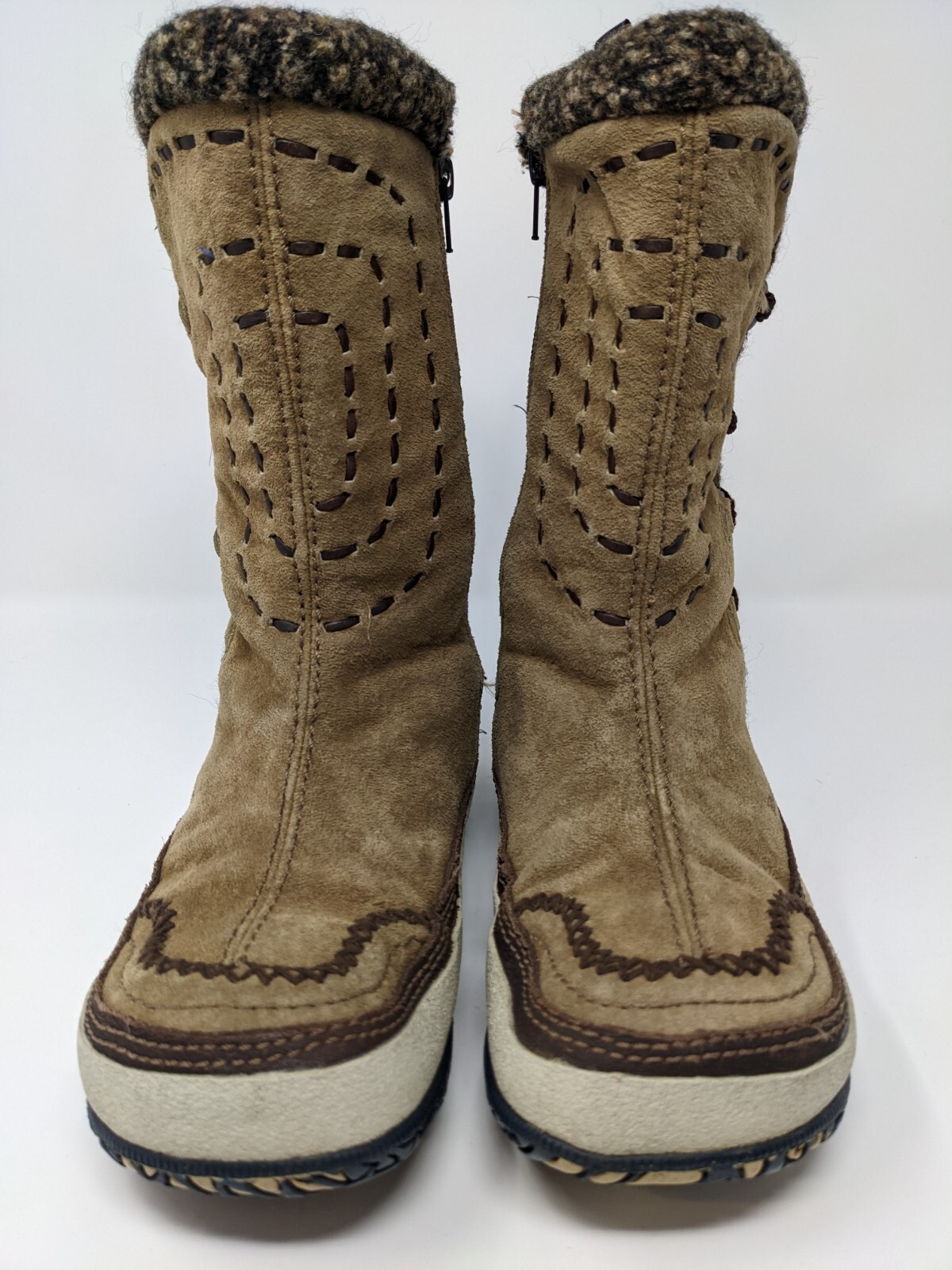 Stivali invernali donna MERRELL PUFFIN HIGH TAN marrone scamosciato cerniera laterale taglia 6