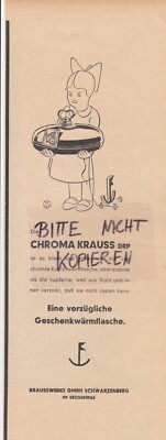 SCHWARZENBERG, Werbung 1936, Krauss-Werke GmbH Wannen Chroma Krauss DRP Wärmflas
