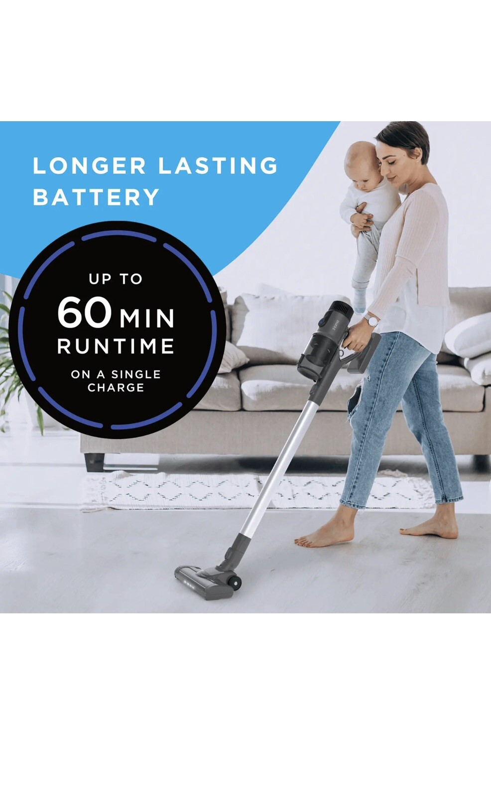 iHome StickVac SV2 Lightweight Cordless Vacuum Cleaner, with Strong