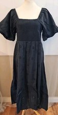 Studio Size 16 Ladies Black Dress With Elastic Yoke Fit And Flare New