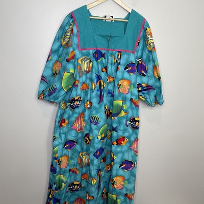 Vintage 70s 80s Krist Gudnason California House Dress Mu Mu 