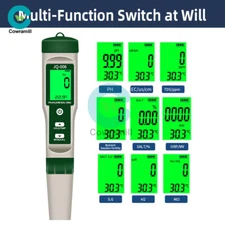 10in1 PH/TDS/EC/Salinity/S.G/ORP/H2/MΩ/Temp Digital Water Quality Monitor Tester