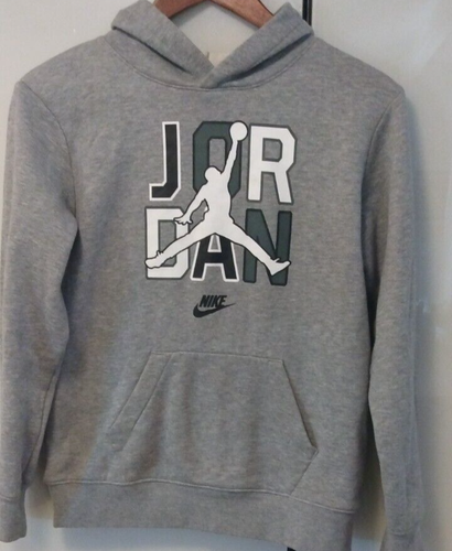 Nike Air Jordan Hoodie Youth Size L 12-13 Years Gray Pullover Hooded Sweatshirt - Picture 5 of 10