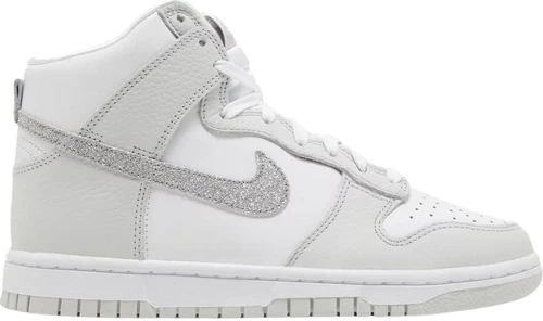 Nike Dunk High Silver Glitter Swoosh W
