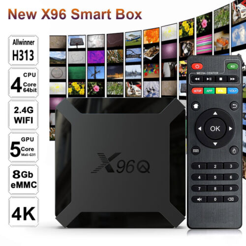 X96Q H313 Quad Core 1+8GB Android 10.0 OS 4K TV BOX 2.4G WIFI Media Player I3B9 - Afbeelding 1 van 12
