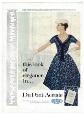 DuPont Acetate Ad Vintage 1955 Chemical Company Clothing Fabric Wall Art Decor