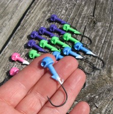 Lip-Stick Jig Northern Pike Walleye Pearl Glitter and Glow Jigs Lot of 20 K3
