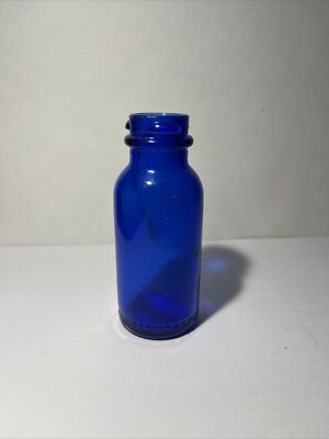 Vintage Blue Glass Bromo Seltzer Bottle Embossed #17