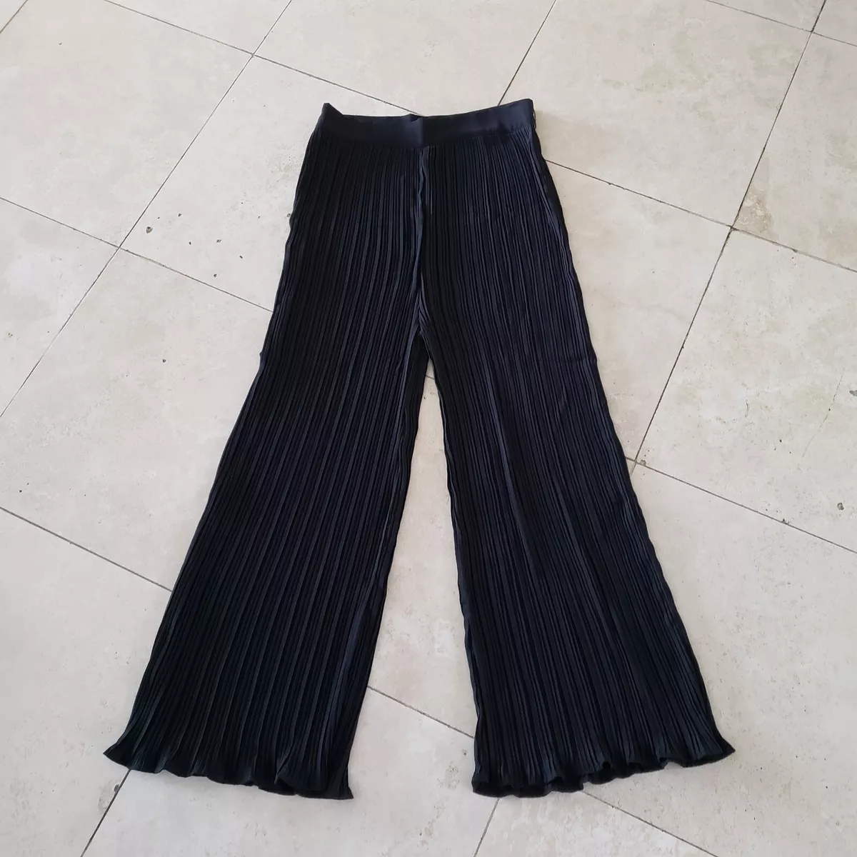 Shein Wide Leg Palazzo Formal Evening Mini Pleated Pants Black Size L
