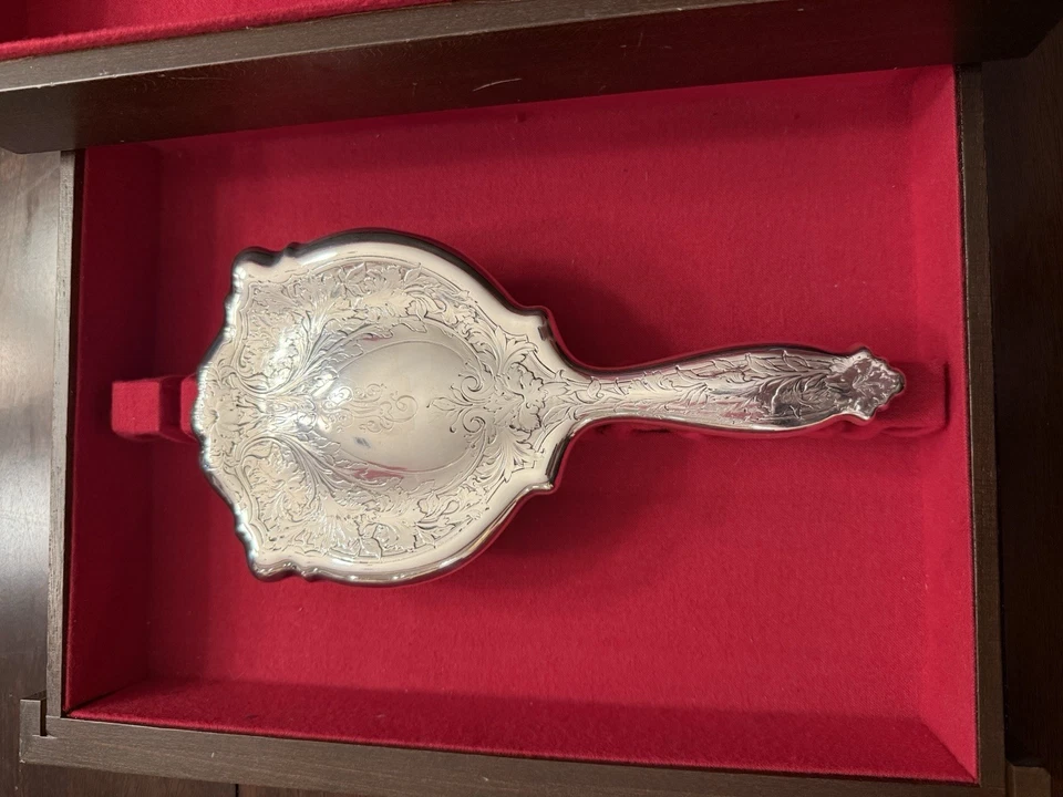 Espejo de mano antiguo Art Deco de plata de ley Robert Wallace & Sons RWS 5500 Foto 2 de 4