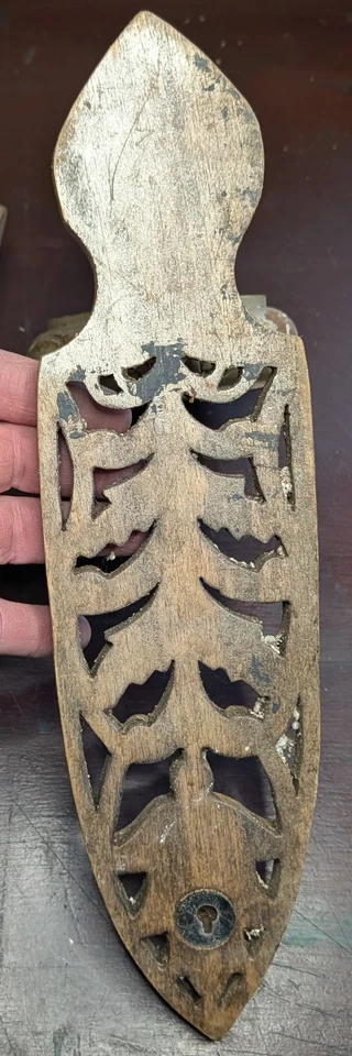 Vintage Gothic Hand Carved Wooden, Candle Wall Sconce Holders, Repurpose  - Image 3 of 4