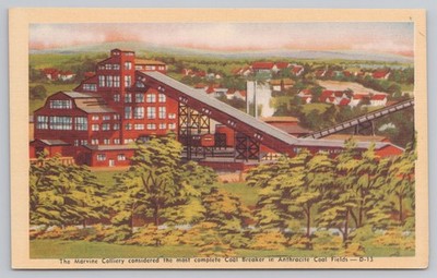 Marvine Colliery Complete Coal Breakers Anthracite Region Factory Postcard 1850