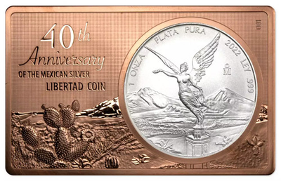 #ad 2022 Silver 1 oz amp; Copper 2 oz Mexican Libertad 40th Anniversary Proof Coin Bar $247.47