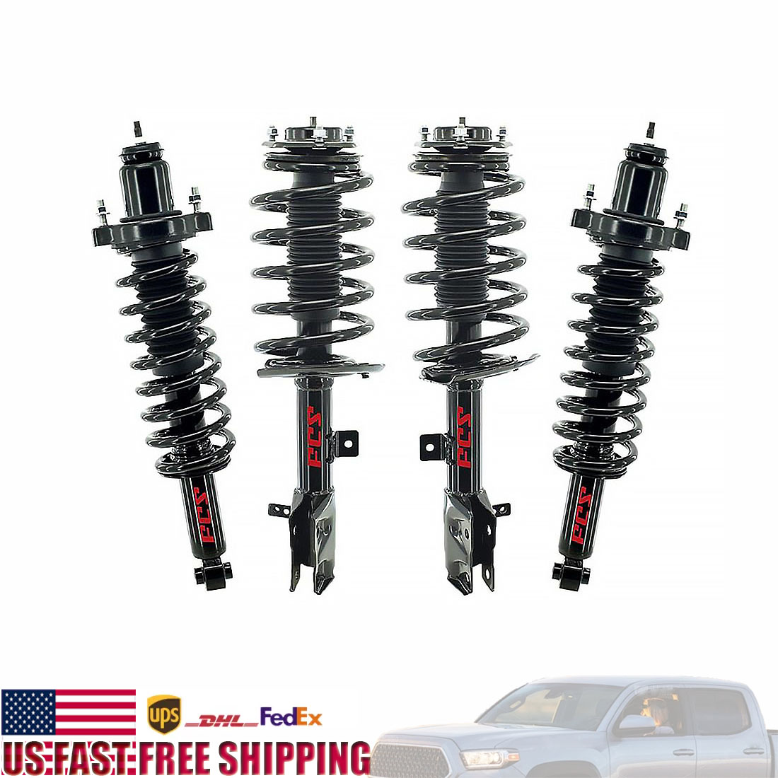 FCS Front & Rear Struts Pair for 2011-2017 Jeep Compass 4WD Driver & Passenger Side  