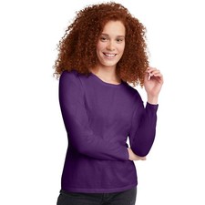 Hanes Women's Originals Long Sleeve Cotton T-Shirt, Medium, Violet Splendor