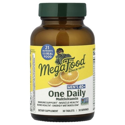 MegaFood Men Over 40 One Daily Iron Free Formula 30 Tablets Dairy-Free,