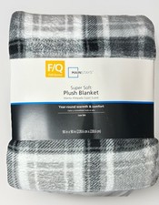 Mainstays Plush Blanket Plaid Gray Full/Queen OEKO-TEX Polyester 90x90in