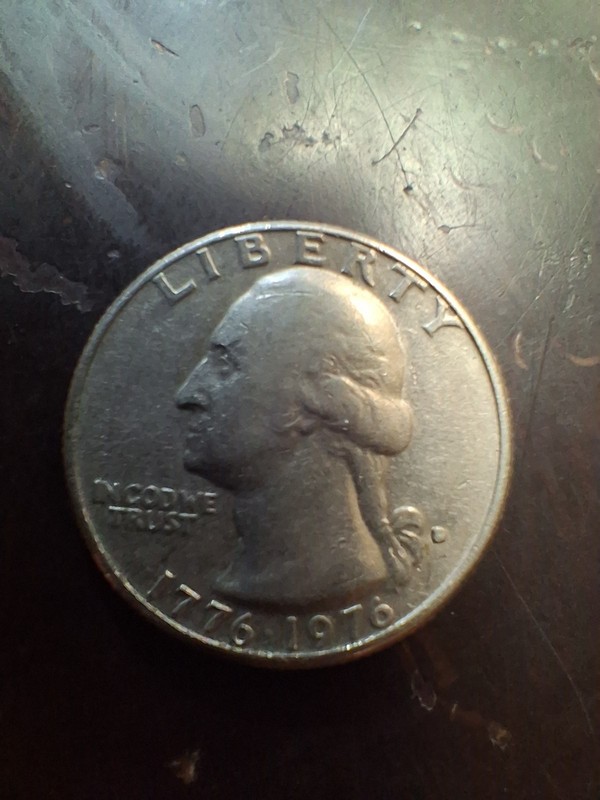 1776-1976 Washington Quarter Bicentennial D Filled Mint Mark Error Center Error!