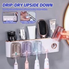 Multi-Slot Wall Mounted Toothbrush Holder Hygienic Bathroom Organizer for Home U