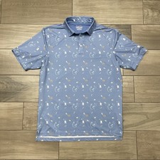 Straight Down Polo Shirt Mens Large Stretch Golf Casual Collared All Over Print