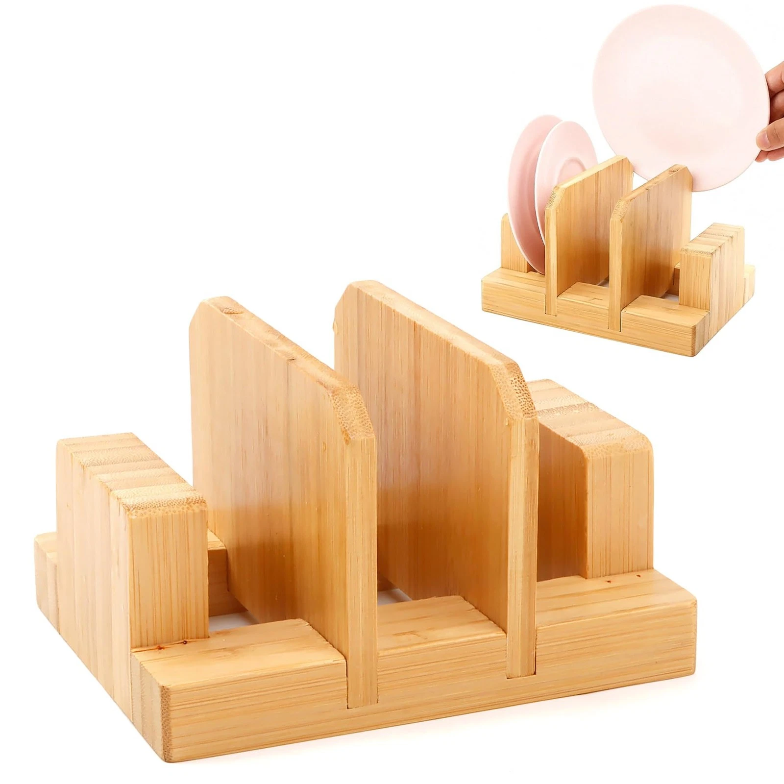 Bamboo Pot Lid Holder, Cutting Board Organizer Holder, Dish Plate Pot Lids Or...