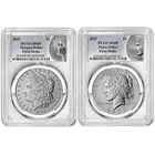2pc Set - 2025 $1 Morgan and Peace Silver Dollar PCGS MS69 FS Morgan and Peac...