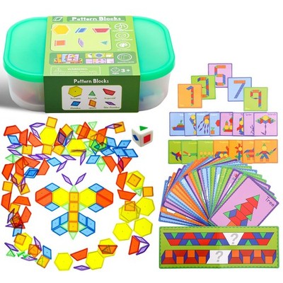 140 Pcs Translucent Pattern Blocks,Geometric Shapes,Translucent Toys,Light Ta...