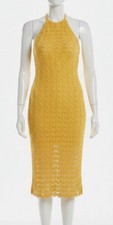 GUESS Women's Yellow Alina Pull-On Halter-Neck Sleeveless Midi Dress Size: S
