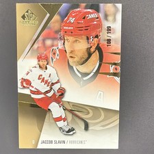 Upper Deck SP Game Used 2023-24 Gold Jaccob Slavin /199 Hurricanes #77