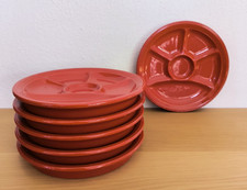 6er Set Fondue Raclette Tapas Grill Teller 22 cm rot
