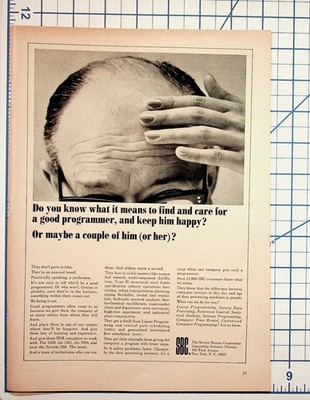 Vintage 1960s SBC Computer Programmer Ad IBM System/360 New York Ephemera
