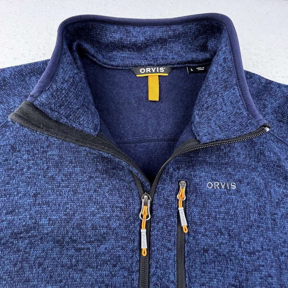 Orvis Fleece Sweater Vest Mens L Blue Full Zip Pocket Outdoor Hiking Fishing - Image 3 of 4